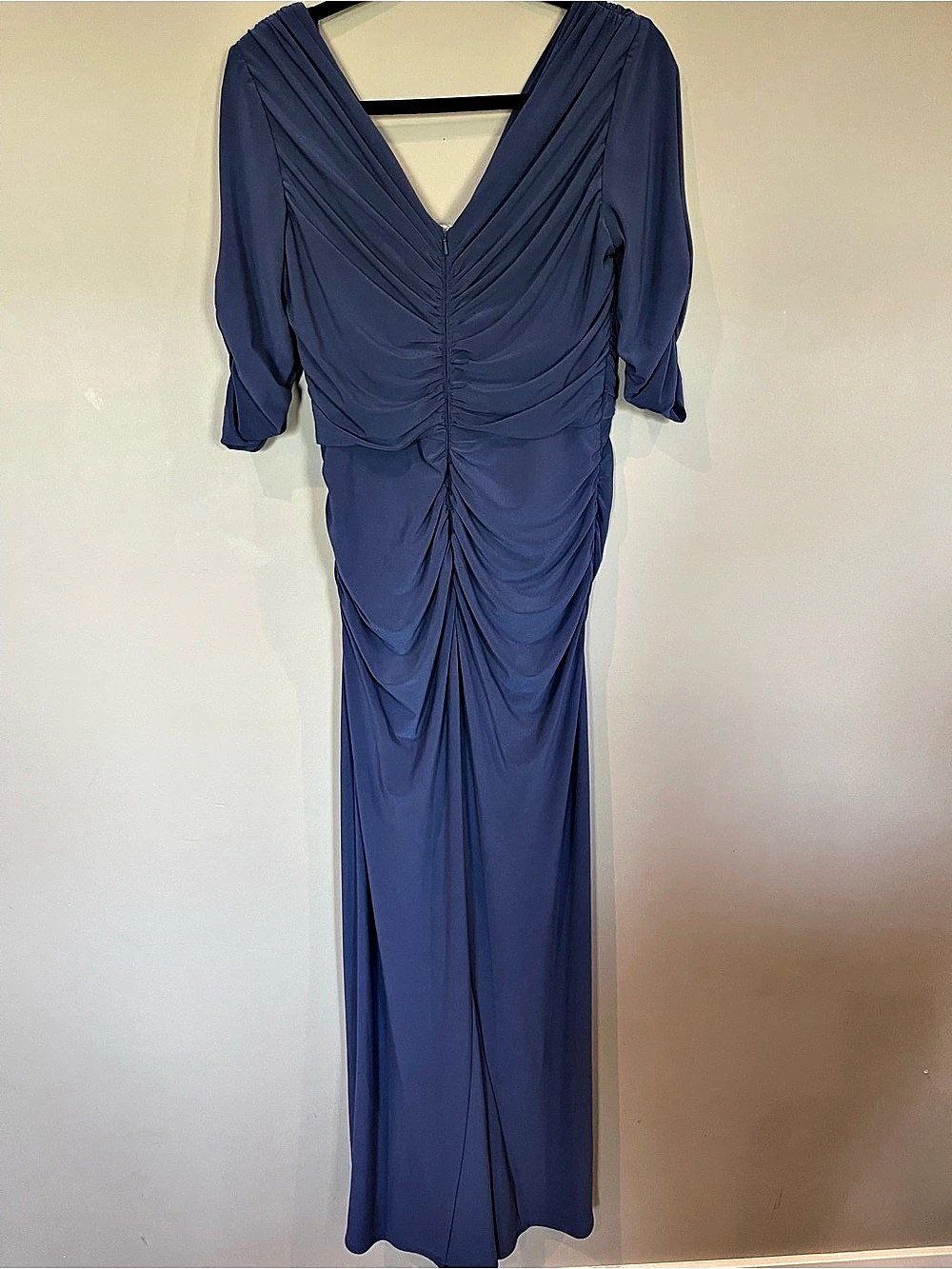 Vintage Alex Evenings Ruched Maxi Dress in Blue Size 12